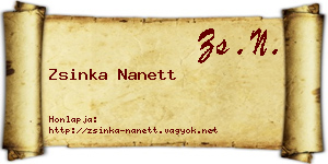 Zsinka Nanett névjegykártya